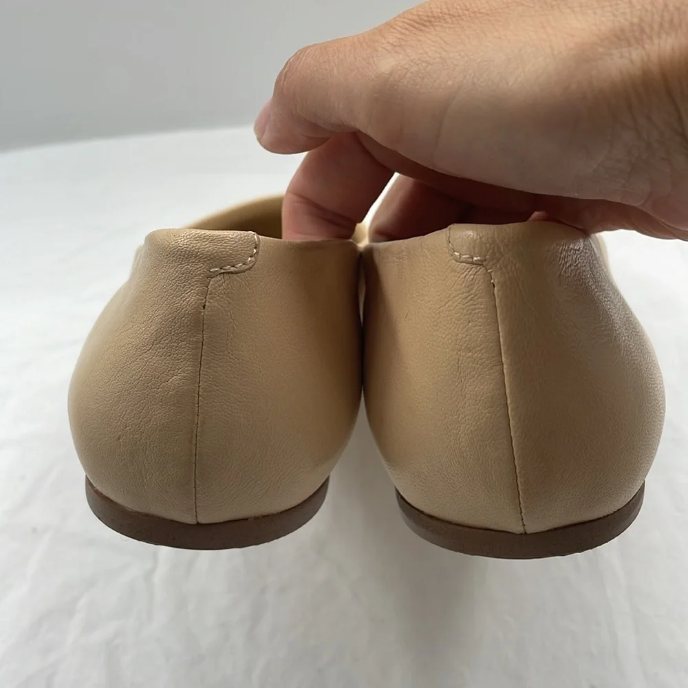 SARTO By Franco Sarto Neutral Beige Pointed-Toe Leather Flat